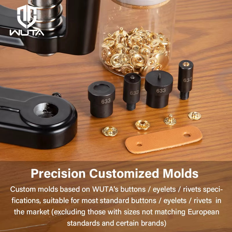 WUTA Manual Button Installation Tool Mute Punching Mushroom Rivets, Eyelet Hand Pressing (Without /With Machine) DIY Craft Tools