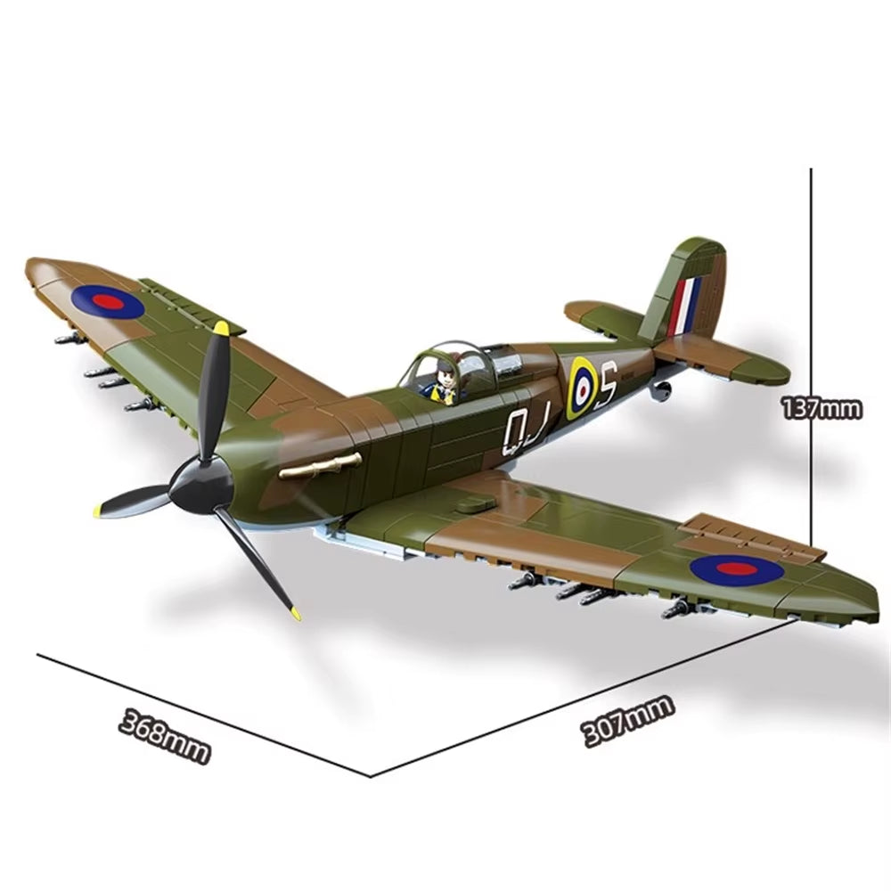 World War 2 WW2 Army Military Soldiers SWAT UK: Spitfire Fighter F MK. La Type Model Building Blocks Bricks Children'S Toys Gift