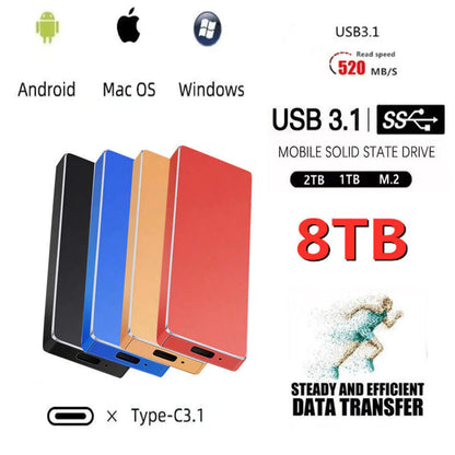 New Alloy Mini Slim SSD Hard Drive High Speed Mobile Solid State Drive 2TB 8TB 16TB Large Capacity Hard Disk External USB 3.1