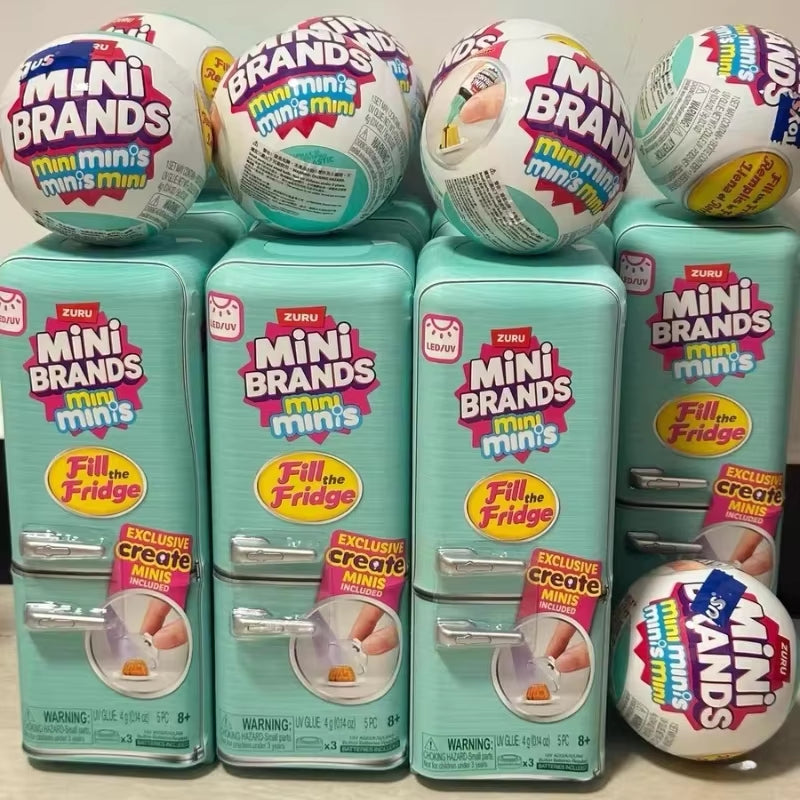 Mini Fridge Surprise Ball Mini Brands Miniature Figure Delicious Food Mystery Blind Box Toy Collectible Ornaments Kids Gifts