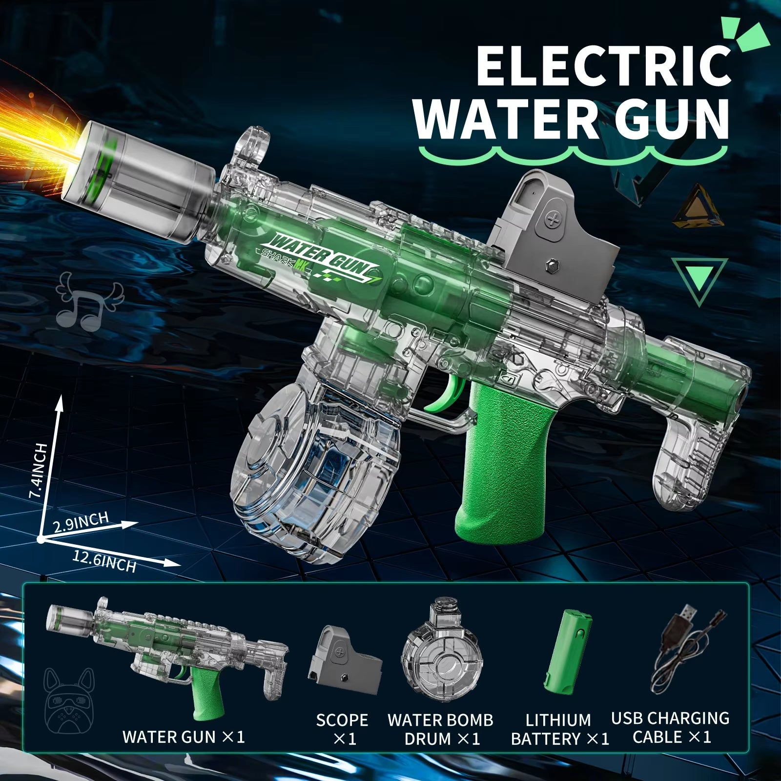 Simulated Firing and Recoil Electric Water Gun Toys Children Automatic Sensor Lights Water Pistol Outdoor Beach Kids Toy Gift