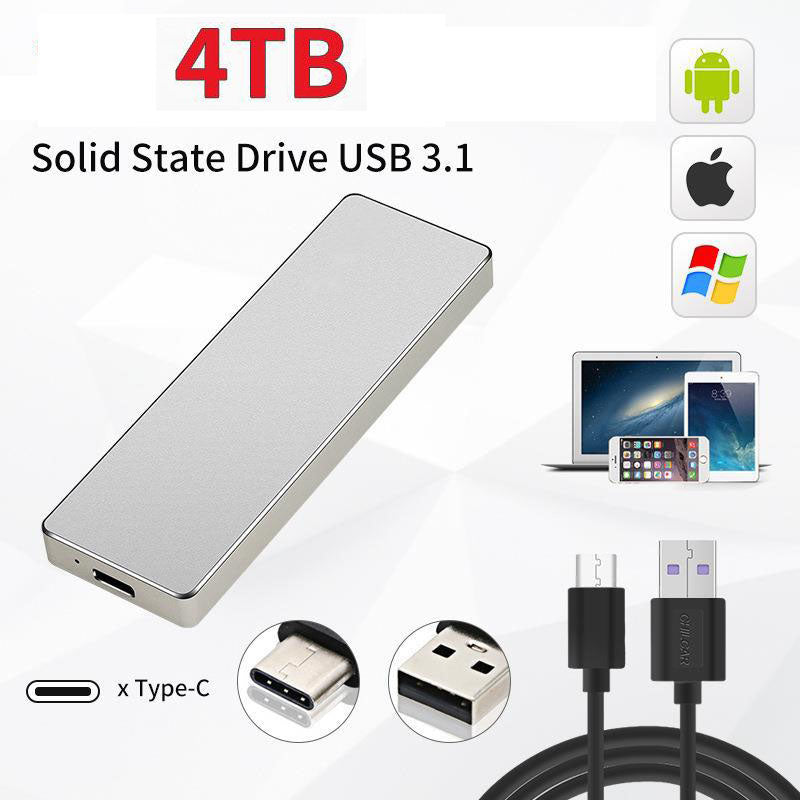 New Alloy Mini Slim SSD Hard Drive High Speed Mobile Solid State Drive 2TB 8TB 16TB Large Capacity Hard Disk External USB 3.1