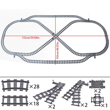 MOC Compatible with LEGO Train Track Combination Scene Building Blocks DIY Cross Track Railroad Flexible Bricks Toys Rail Car