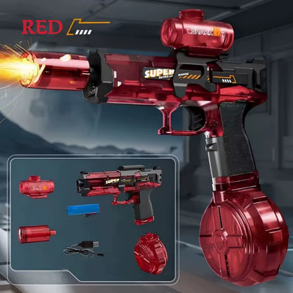 Electric Water Gun with Light Sprays Flame Effect Continuously High-Pressure High-Speed Powerful Outdoor Water Gun Xmas Toys USB