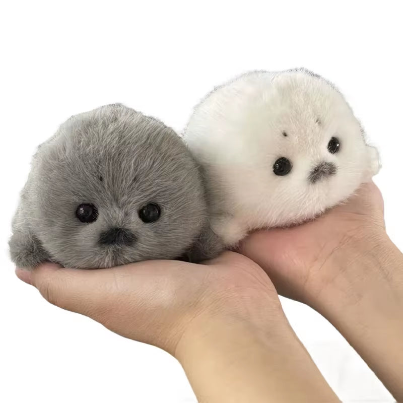Soft Grey Seal Plush Keychain White Seal Plushies Animal Pendant Fashion Stuffed Doll Keyring Car Key Accessories Car Ornaments