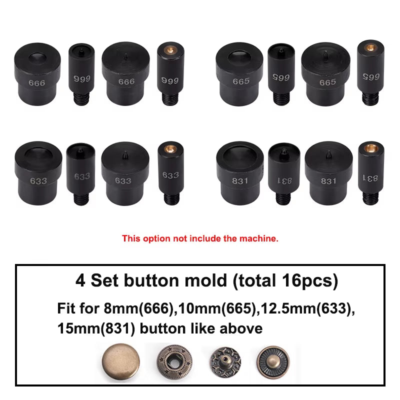 WUTA Manual Button Installation Tool Mute Punching Mushroom Rivets, Eyelet Hand Pressing (Without /With Machine) DIY Craft Tools