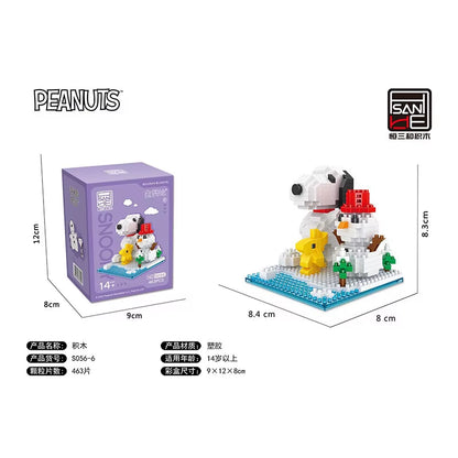 Snoopy Diamond Building Blocks Assembly Street View Model Character Scene Dog Mini Bricks Figure Toys for Christmas Gifts