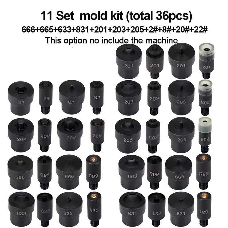 WUTA Manual Button Installation Tool Mute Punching Mushroom Rivets, Eyelet Hand Pressing (Without /With Machine) DIY Craft Tools