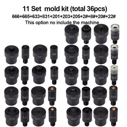 WUTA Manual Button Installation Tool Mute Punching Mushroom Rivets, Eyelet Hand Pressing (Without /With Machine) DIY Craft Tools