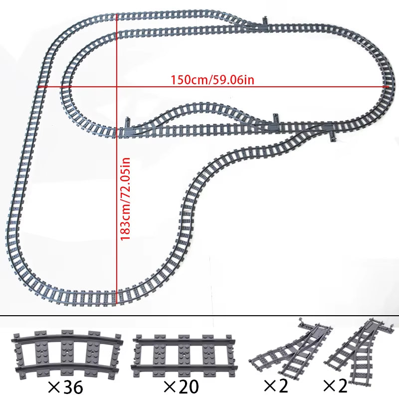 MOC Compatible with LEGO Train Track Combination Scene Building Blocks DIY Cross Track Railroad Flexible Bricks Toys Rail Car