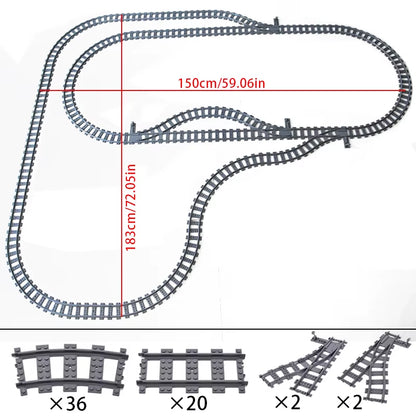 MOC Compatible with LEGO Train Track Combination Scene Building Blocks DIY Cross Track Railroad Flexible Bricks Toys Rail Car