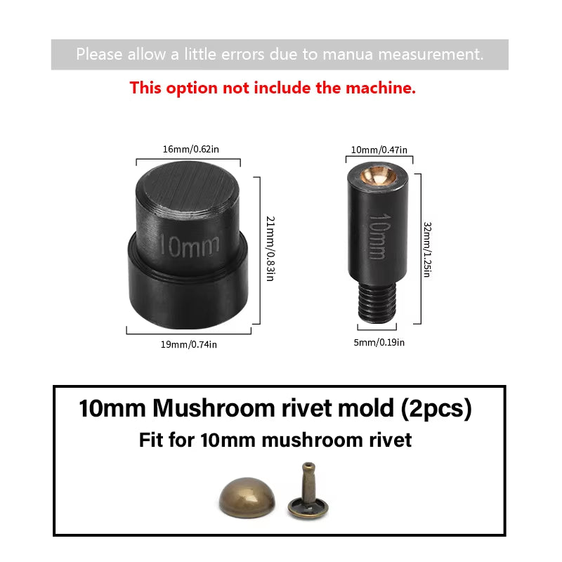 WUTA Manual Button Installation Tool Mute Punching Mushroom Rivets, Eyelet Hand Pressing (Without /With Machine) DIY Craft Tools