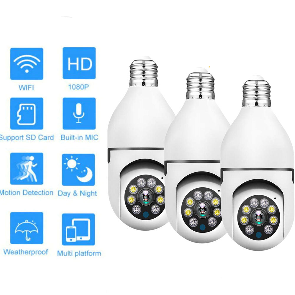 1080P Smart WIFI Wireless Full-color Light Bulb Camera 360° Panoramic E27 110-240V Home High-definition Night View Security Network Monitoring
