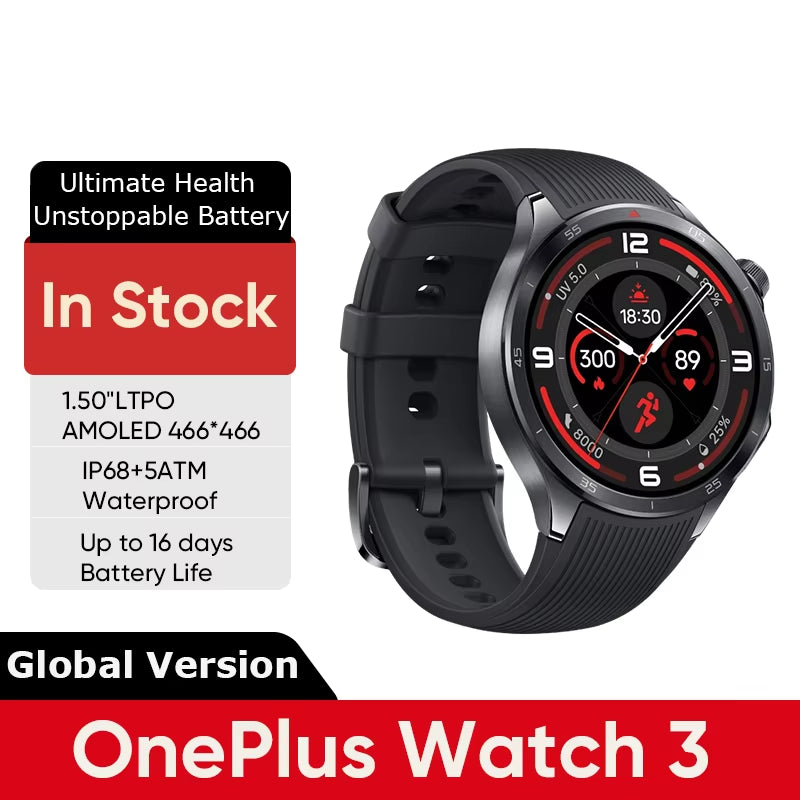 【Brand+】Global Version  Watch 3 Smart Watch 1.50Inches LTPO AMOLED Display Snapdragon W5 Processor Dual Frequency GPS