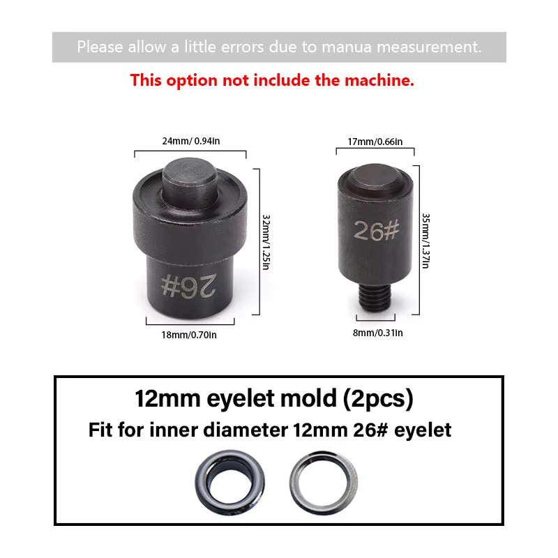 WUTA Manual Button Installation Tool Mute Punching Mushroom Rivets, Eyelet Hand Pressing (Without /With Machine) DIY Craft Tools