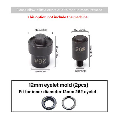 WUTA Manual Button Installation Tool Mute Punching Mushroom Rivets, Eyelet Hand Pressing (Without /With Machine) DIY Craft Tools