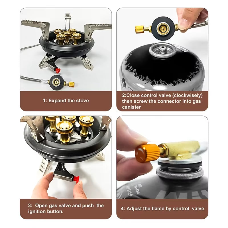 '-201A Portable Camping Gas Stove 16000W High Pressured Propane Butane Gas Burner Outdoor Emergency Stove with Piezo Ignition