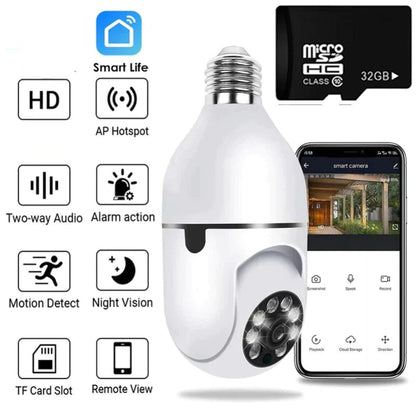 1080P Smart WIFI Wireless Full-color Light Bulb Camera 360° Panoramic E27 110-240V Home High-definition Night View Security Network Monitoring