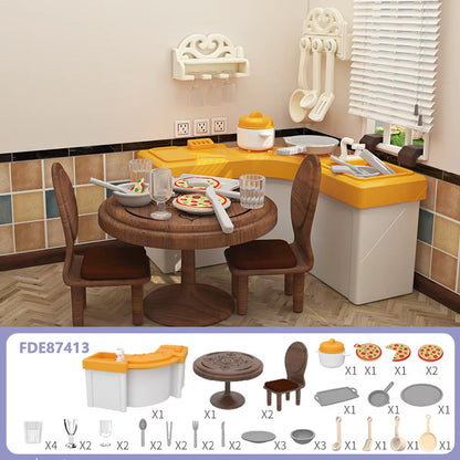1/12 Dollhouse Furniture Living Bedroom Kitchen Bathroom Set Forest Animal Family Miniature Simulation Doll Accessories DIY Toy