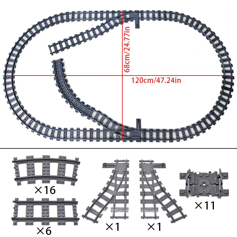 MOC Compatible with LEGO Train Track Combination Scene Building Blocks DIY Cross Track Railroad Flexible Bricks Toys Rail Car