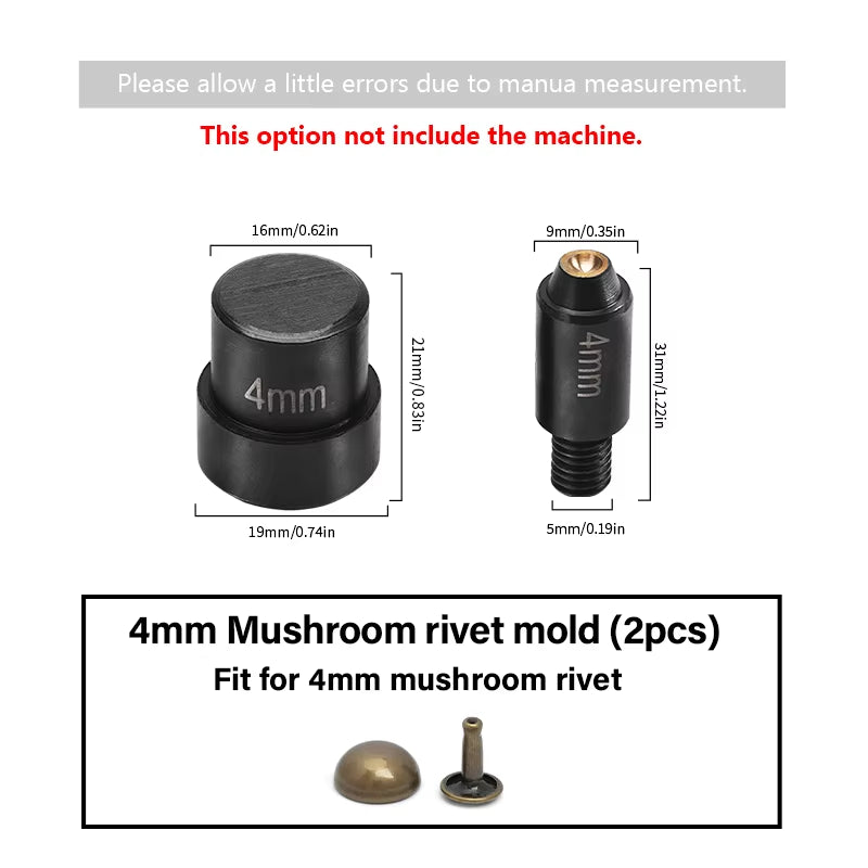 WUTA Manual Button Installation Tool Mute Punching Mushroom Rivets, Eyelet Hand Pressing (Without /With Machine) DIY Craft Tools