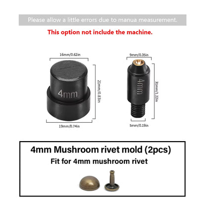 WUTA Manual Button Installation Tool Mute Punching Mushroom Rivets, Eyelet Hand Pressing (Without /With Machine) DIY Craft Tools