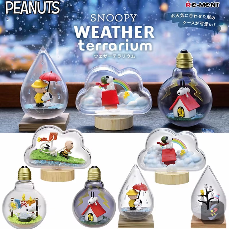 Snoopy Scene Bottle Weather Bottle Miniature Spike Andy Blind Box Toys Anime Figures Collect Ornaments