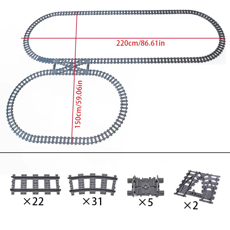 MOC Compatible with LEGO Train Track Combination Scene Building Blocks DIY Cross Track Railroad Flexible Bricks Toys Rail Car