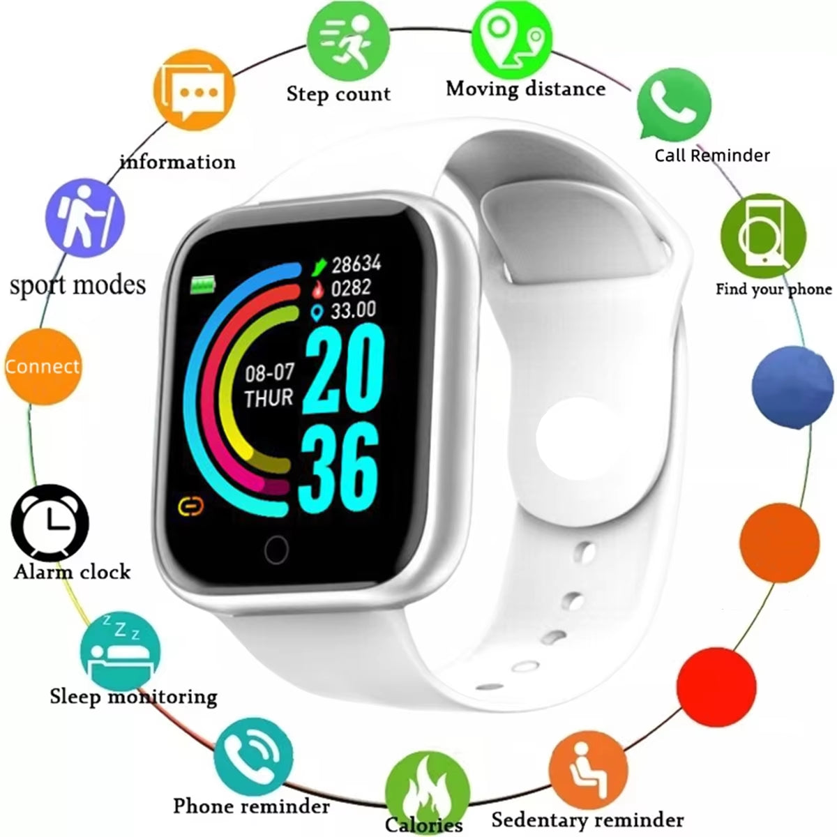 Smart Watch Sport Wristband Fitness Monitoring Track Heart Rate Call and Message Remind Men Smartwatch Woman 116 plus Clock D13