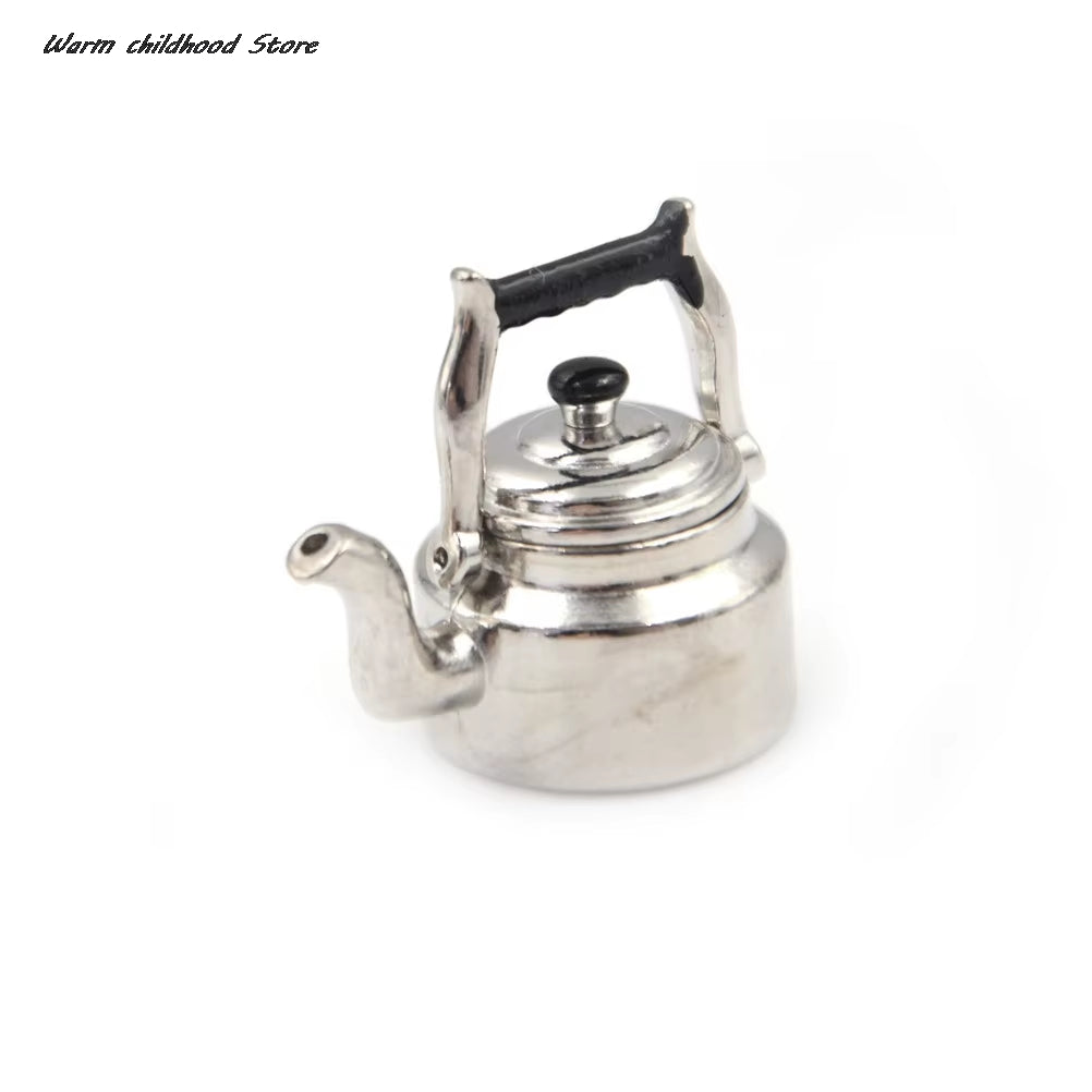 Wholesale 1:12 Metal Tea Kettle/Tea Pot for Doll Kitchen Accessory Dollhouse Miniature Classic Pretend Play Furniture Toys