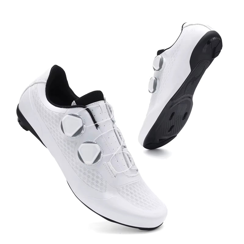 Speed Cycling Sneaker Men'S Road Cycling Shoes Cleat Shoes Spd Shoes Cycling Flat Pedal Shoes Man Bike Outdoor Footwear White