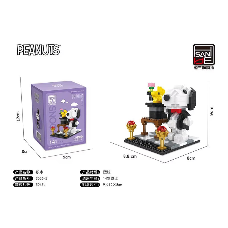 Snoopy Diamond Building Blocks Assembly Street View Model Character Scene Dog Mini Bricks Figure Toys for Christmas Gifts