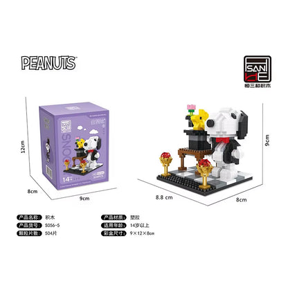 Snoopy Diamond Building Blocks Assembly Street View Model Character Scene Dog Mini Bricks Figure Toys for Christmas Gifts