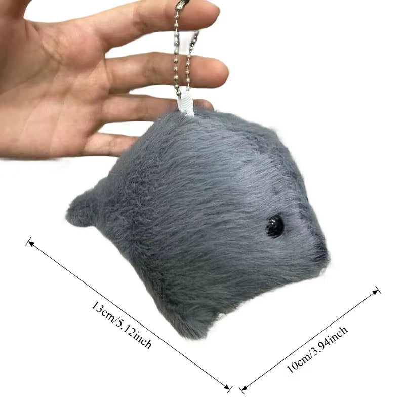 Soft Grey Seal Plush Keychain White Seal Plushies Animal Pendant Fashion Stuffed Doll Keyring Car Key Accessories Car Ornaments