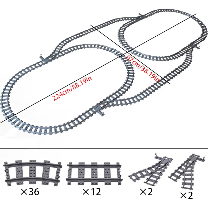 MOC Compatible with LEGO Train Track Combination Scene Building Blocks DIY Cross Track Railroad Flexible Bricks Toys Rail Car