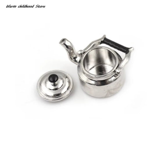 Wholesale 1:12 Metal Tea Kettle/Tea Pot for Doll Kitchen Accessory Dollhouse Miniature Classic Pretend Play Furniture Toys