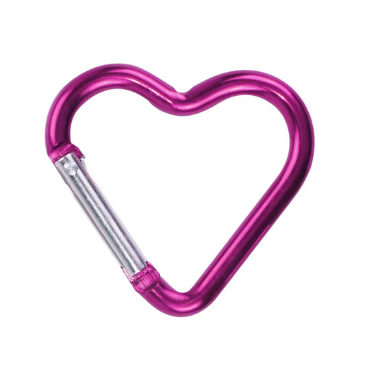 1 Pcs Heart-Shaped Aluminum Carabiner Key Chain Clip Outdoor Keyring Hook Water Bottle Hanging Buckle Travel Kit Accessories