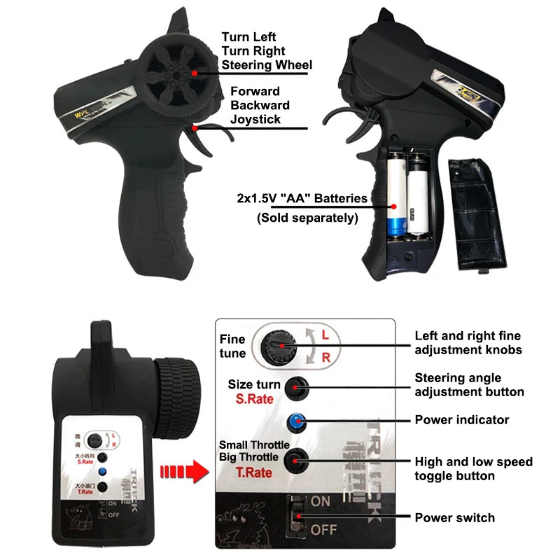 WPL D12 1:10 / 1:16 RC CAR Simulation Drift Climbing Truck LED Light Haul Cargo Remote Control Electric Toys for Children