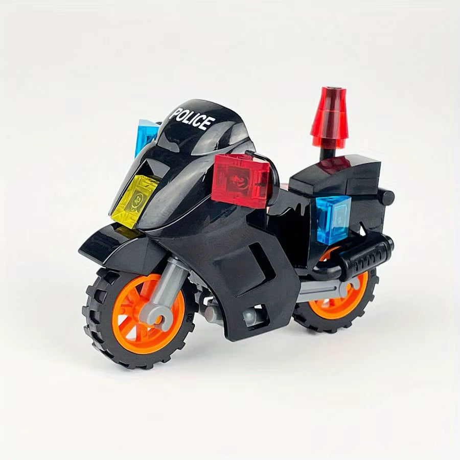 1 Pc City Police SWAT Motorcycle Model Building Blocks DIY Model Building Blocks Bricks Children'S Toys 6+