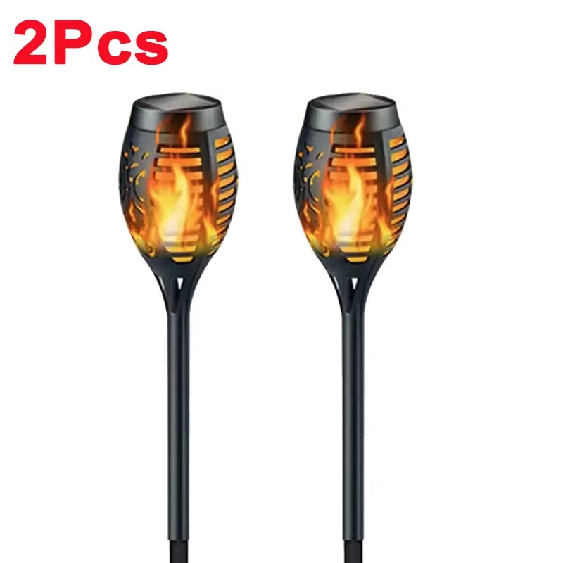 1-12PCS 12LED Solar Flame Torch Light Flickering Light Waterproof Garden Decoration Outdoor Lawn Path Yard Patio Floor Lamp