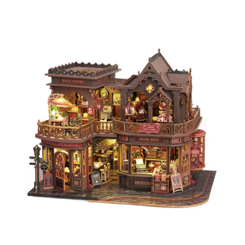 Wooden Diy Doll House Miniature Furniture Twilight Letter Coffee Home Dollhouse Handmade Model Assembly Toys Birthday Gifts