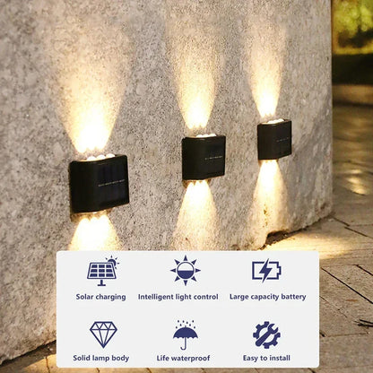 Solar Wall Lamp Outdoor Waterproof Solar Powered Light up and down Illuminate Home Garden Yard Decoration outside Sunlights