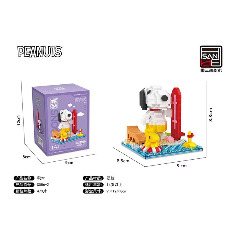Snoopy Diamond Building Blocks Assembly Street View Model Character Scene Dog Mini Bricks Figure Toys for Christmas Gifts