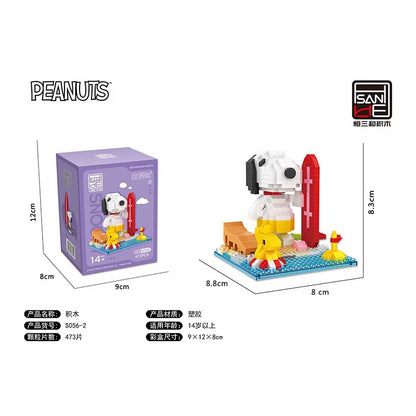 Snoopy Diamond Building Blocks Assembly Street View Model Character Scene Dog Mini Bricks Figure Toys for Christmas Gifts