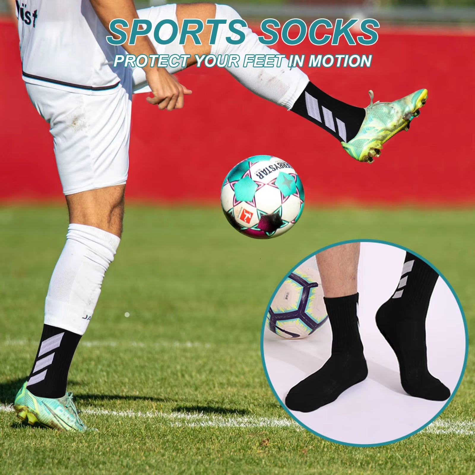 1 Pair of Socks Football Socks Men'S anti Slip Hospital Yoga anti Slip Training Sports Socks