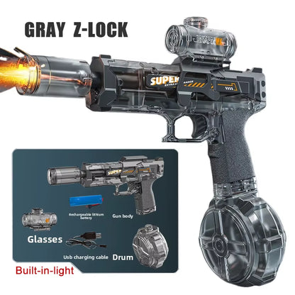 Simulated Firing and Recoil Electric Water Gun Toys Children Automatic Sensor Lights Water Pistol Outdoor Beach Kids Toy Gift