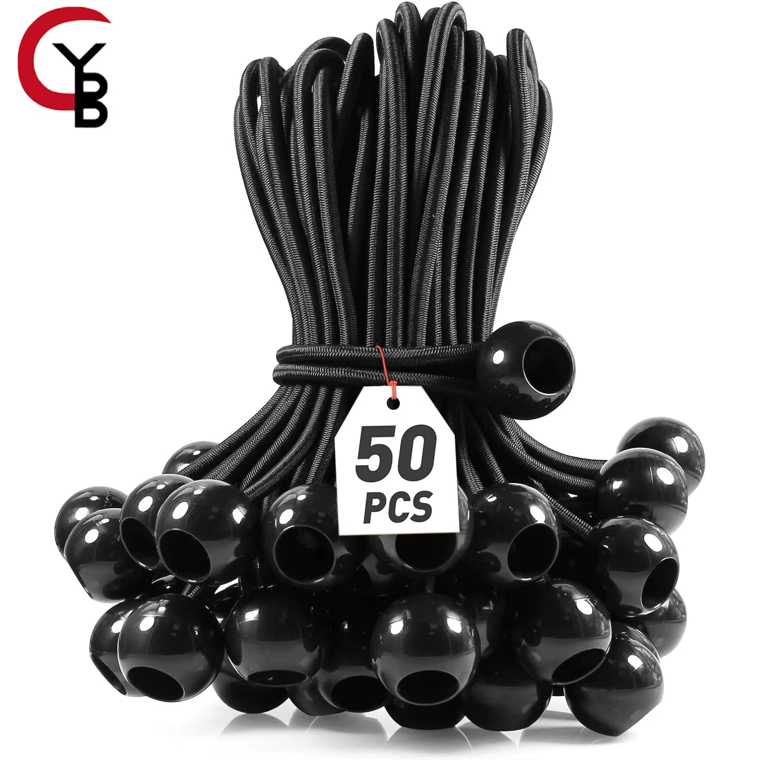 YANBIGUO 50-Pcs Bungee Balls,Black Cord for Canopy Tarp, UV Resistant,With Elastic String Canopy, Straps, Tent, Poles & Wires