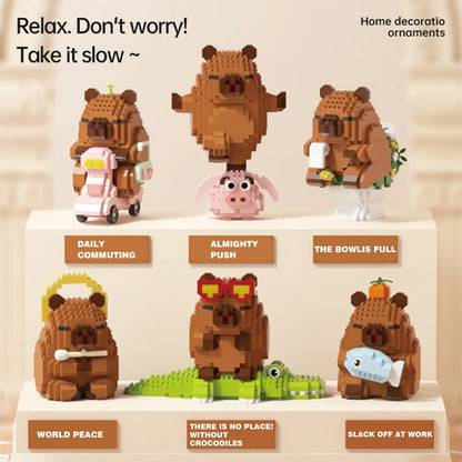 "Capybara Building Blocks Set - Cute Water Guinea Pig DIY Model | Fun STEM Toy for Kids & Adults"