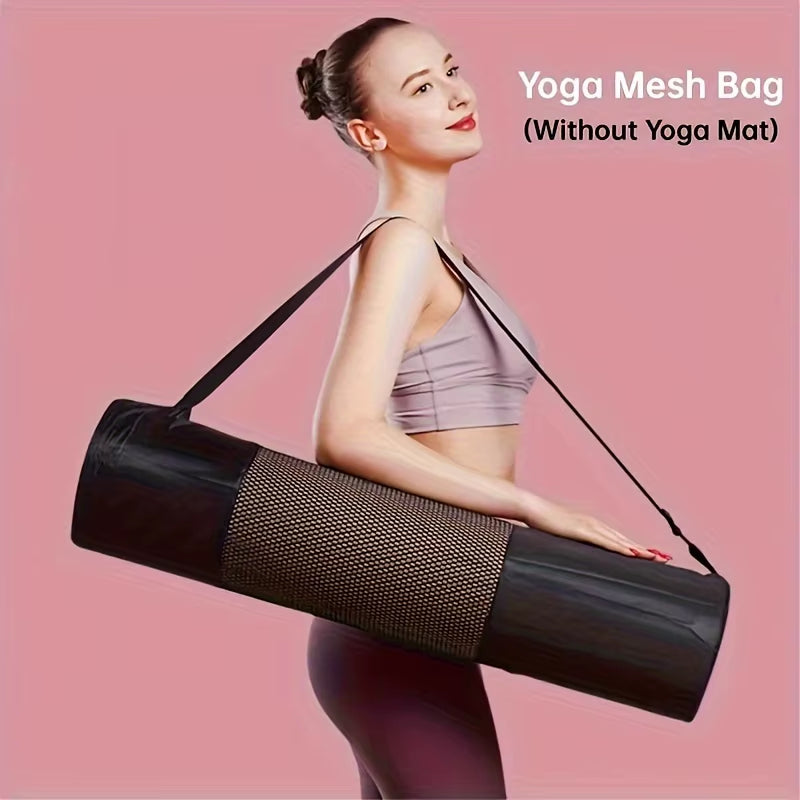 1 Breathable Yoga Mat Storage Mesh Bag - Durable Oxford Fabric, Black with Shoulder Strap, Perfect for Everyday Use and Fitness Enthusiasts