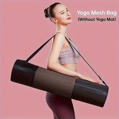 1 Breathable Yoga Mat Storage Mesh Bag - Durable Oxford Fabric, Black with Shoulder Strap, Perfect for Everyday Use and Fitness Enthusiasts